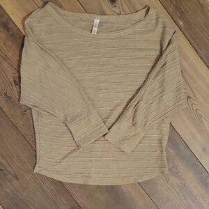 Xhilaration Light Taupe Ribbed Knit Long Sleeve Top
